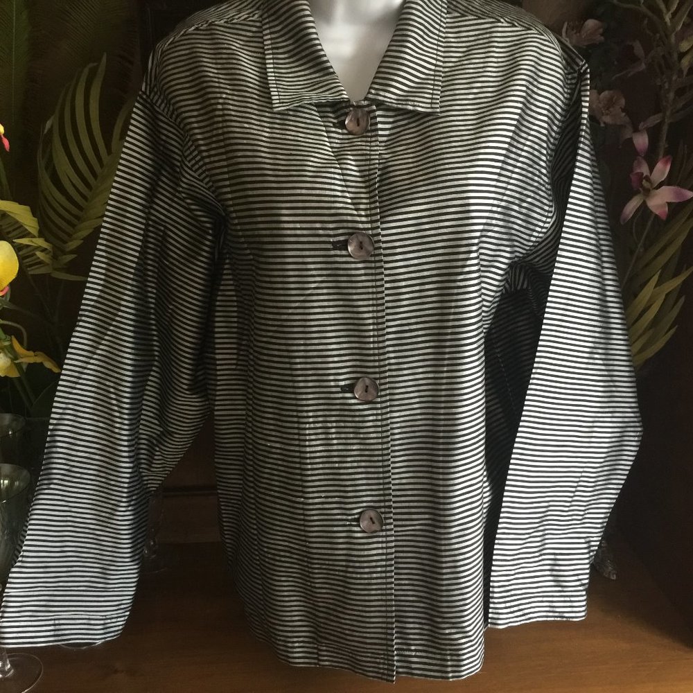 Giancarlo Ferrari silk striped buttonup blouse M
